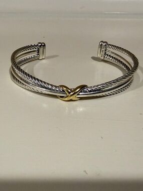 David Yurman Cable X Cuff Bracelet – Sterling Silver & 14K Gold (Women’s)